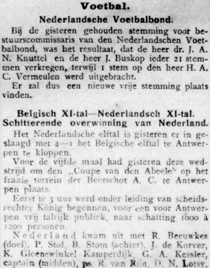 Pierwszy mecz Holandii w historii 1905 De Telegraaf